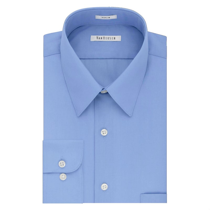 Van Heusen Men's Dress Shirt Regular Fit Poplin Solid, Cameo Blue, Large - Image 3